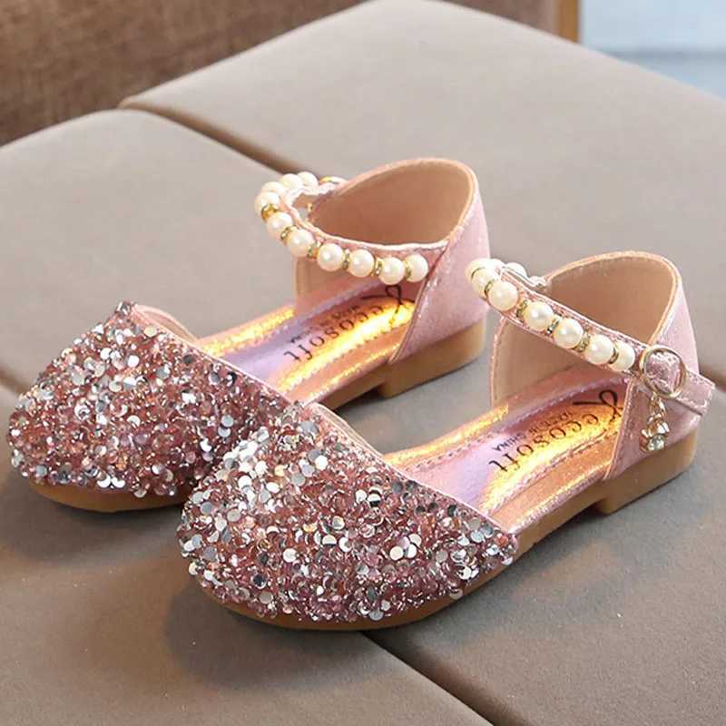 Princess Girl Party Shoes Student Apartment Childrens Shoes Pearl sequin Sandals Childrens Performance Shoes CSH1218 X250220