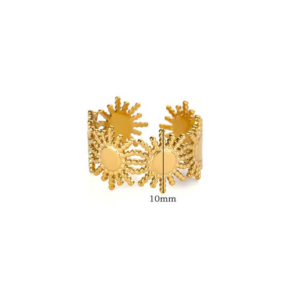 Vintage Sun Rings For Wen Gold Color Stainless Steel Sun Ring Wedding Couple Aesthetic Fashion Wedding Christmas Jewelry Gift X250220