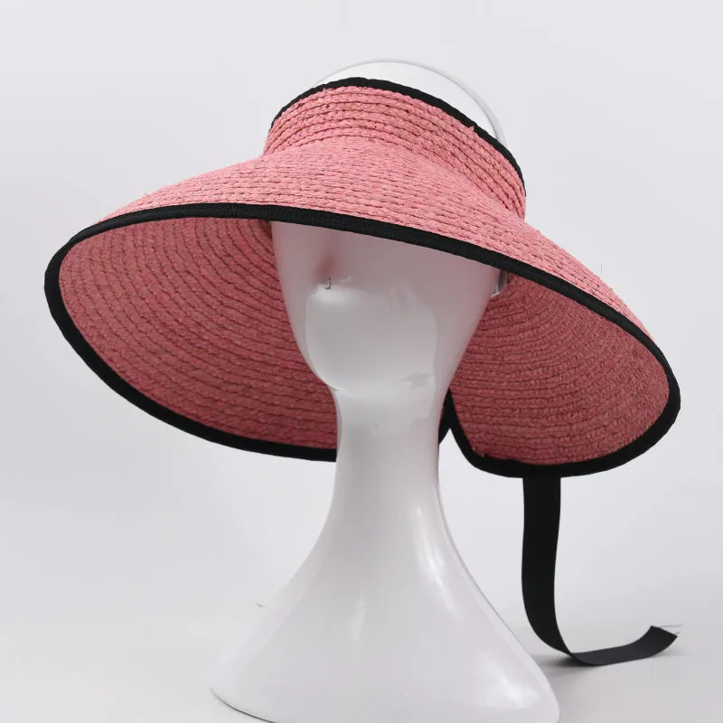 USPOP French Style Women Raffia Straw Sun Hats Summer Wide Brim Lace-up Beach Hats without Crown 250219