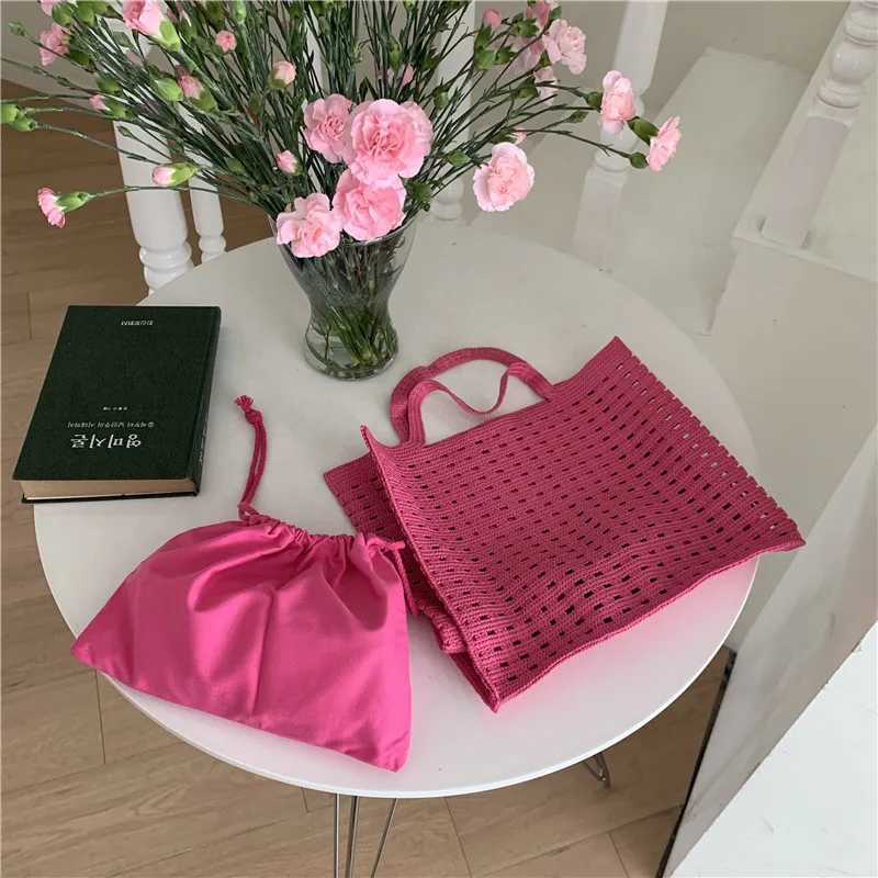Summer Fashion Womens Woven Shoulder Bag Large Capacity Ladies Tote Handbags Shopping Bags Female Hollow Out Travel Beach Bag Z250219