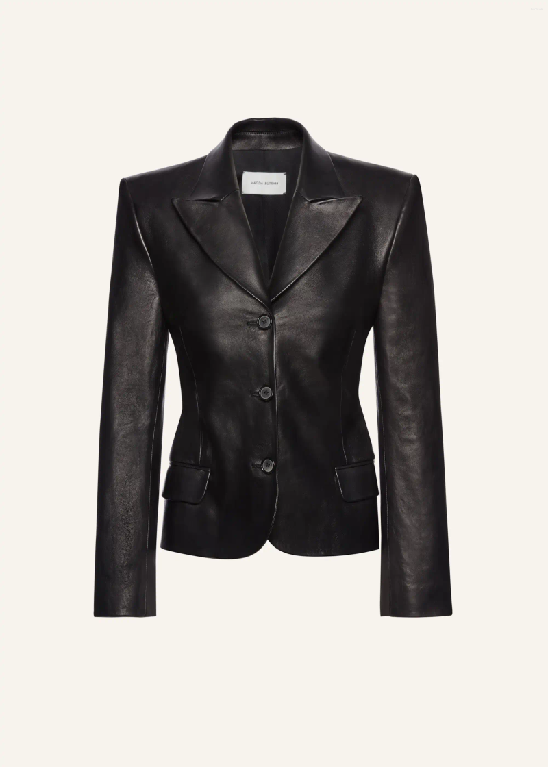 Womens Jackets Fashionable Magda Butrym Leather Jacket With A High-end Feel Handmade By Designer
