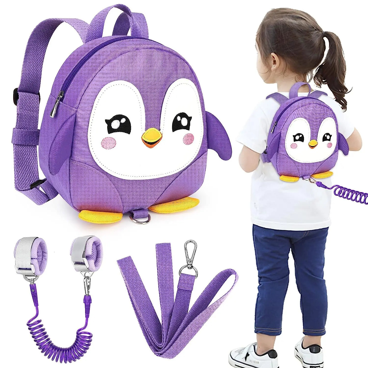 Toddler Harness Backpack Leash Cute Kid Backpacks with Anti Lost Wrist LinkPurple 250219