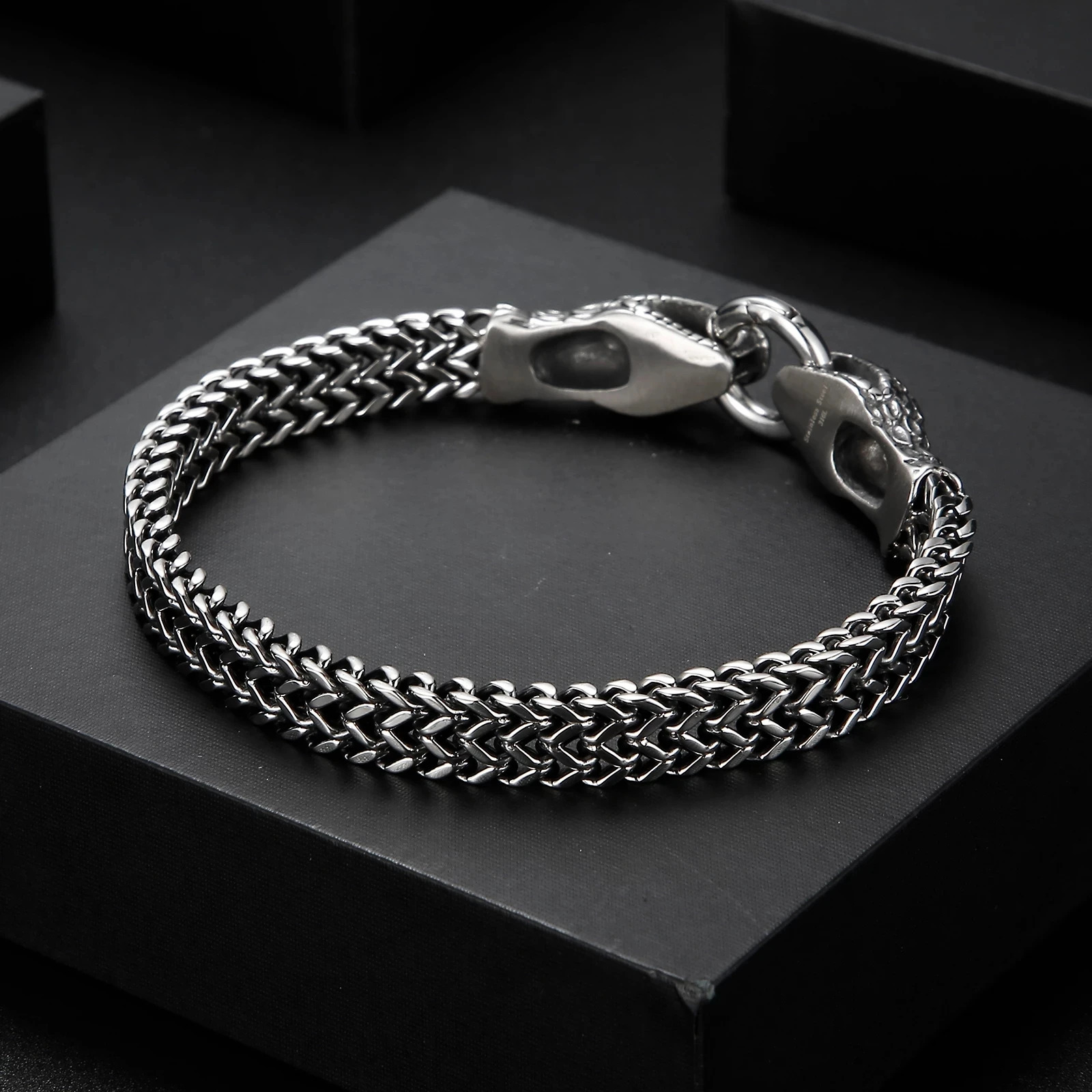 10mm Punk Rock Goth Gold Color Bike Snake Bracelet Men Women Exaggerated HipHop Vintage Charm Biker Mesh Chain Bangle Jewelry 250220