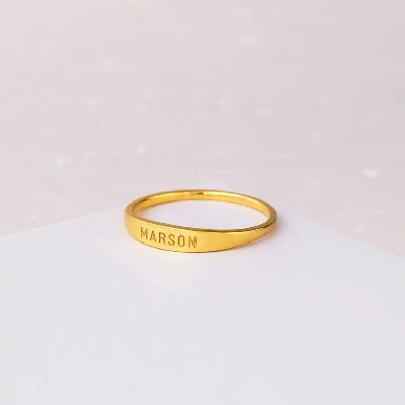 Non Adjustable Simple Custom Name Ring Personalized Stainless Steel Engraved Jewelry Valentines Day Couple Gift For Lover 250213
