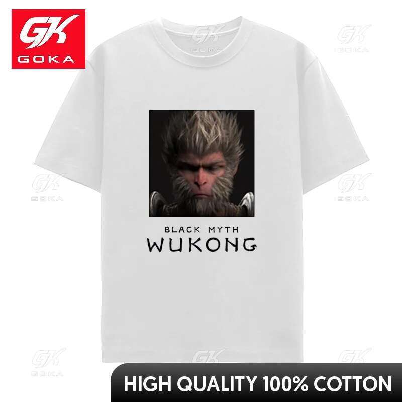 Black Myth Wukong Cotton T-shirt for Men, Retro Graphic T-shirt, Adventure Game, Money King Unisex T-shirt, 150.To The West