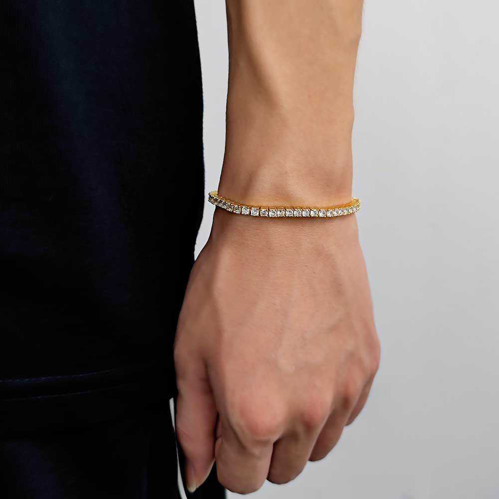 Charm Bracelets Tennis chain Zircon Bracelet trendy hip hop copper plated 18K Gold Mens bracelet Jewelry H25220 2 08Q5