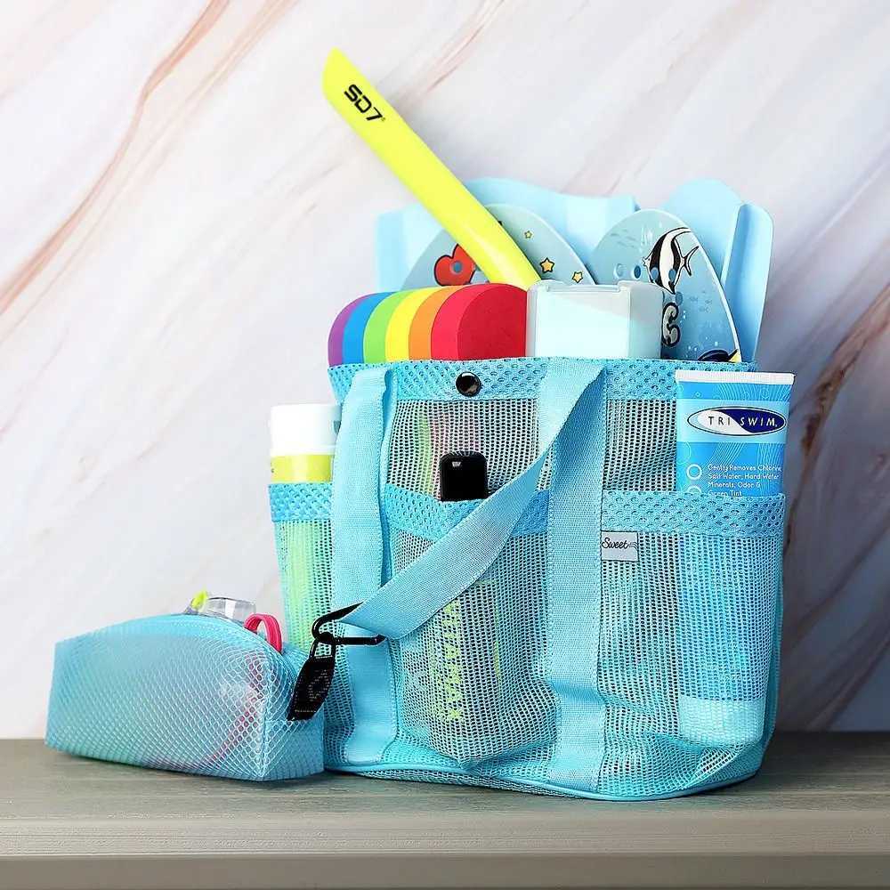 Breathable Mesh Beach Storage Bag Foldable Large Capacity Mesh Toiletry Bag Portable Quick Dry Swimming Handbag Outdoor Z250219