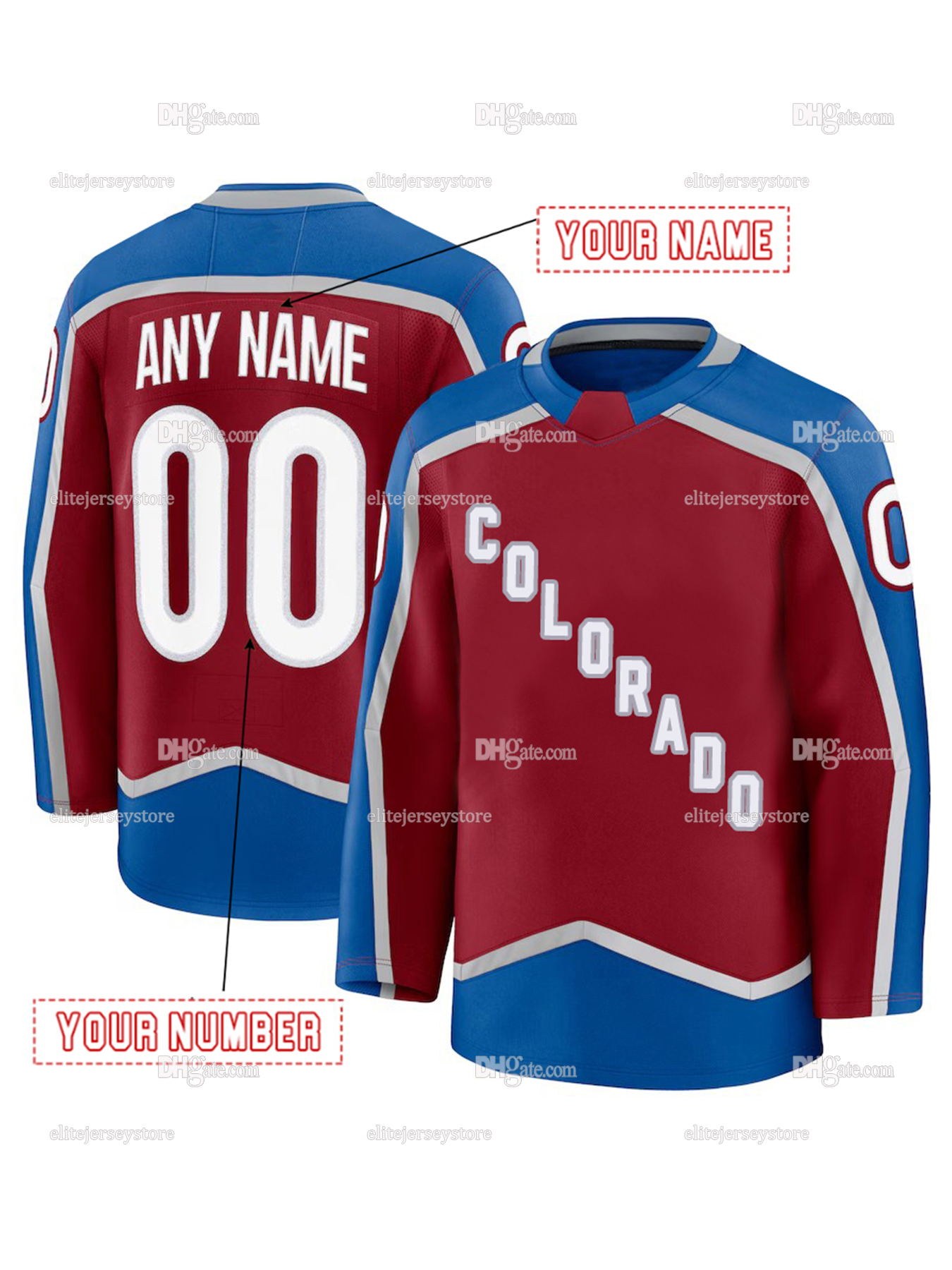 Personalized Custom Hockey Jersey Nathan MacKinnon Makar Toews Landeskog Felhaber Blackwood Embroidered Letter Number Design