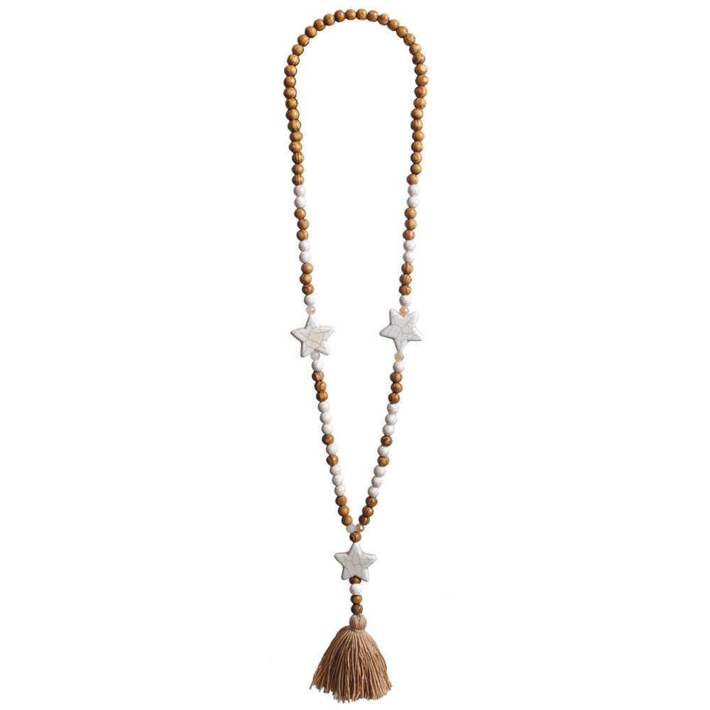 Pendant Necklaces Bohemian style jewelry Shein accessories tassel sweater chain necklace womens string wooden bead long necklace H25219