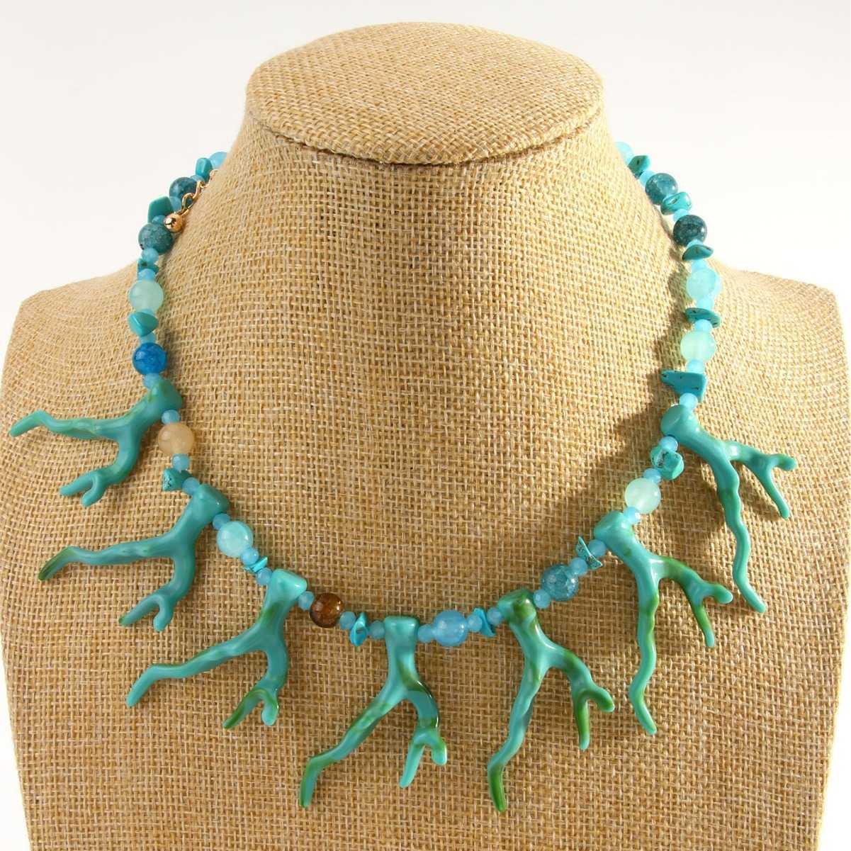 Pendant Necklaces ZA new personalized exaggerated bead coral resin necklace Bohemian beach vacation style accessory necklace H25219