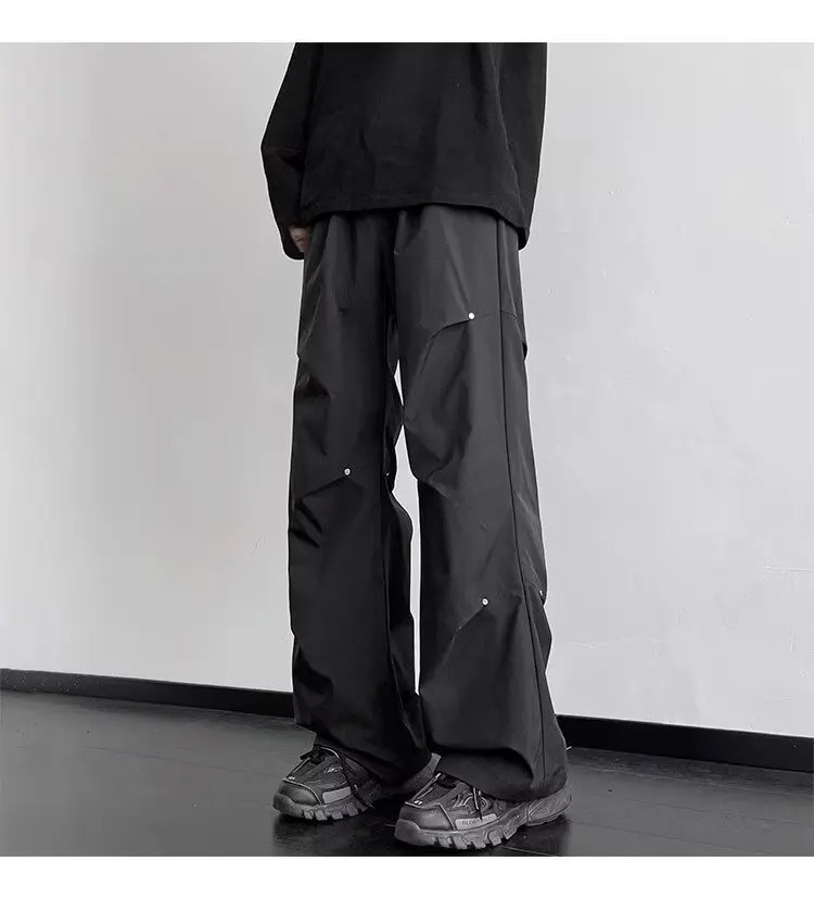 American Mens Summer Parachute Baggy Cargo Pants Straight Track Sweatpants Korean fashion Clothes Streetwear y2k pants 250220