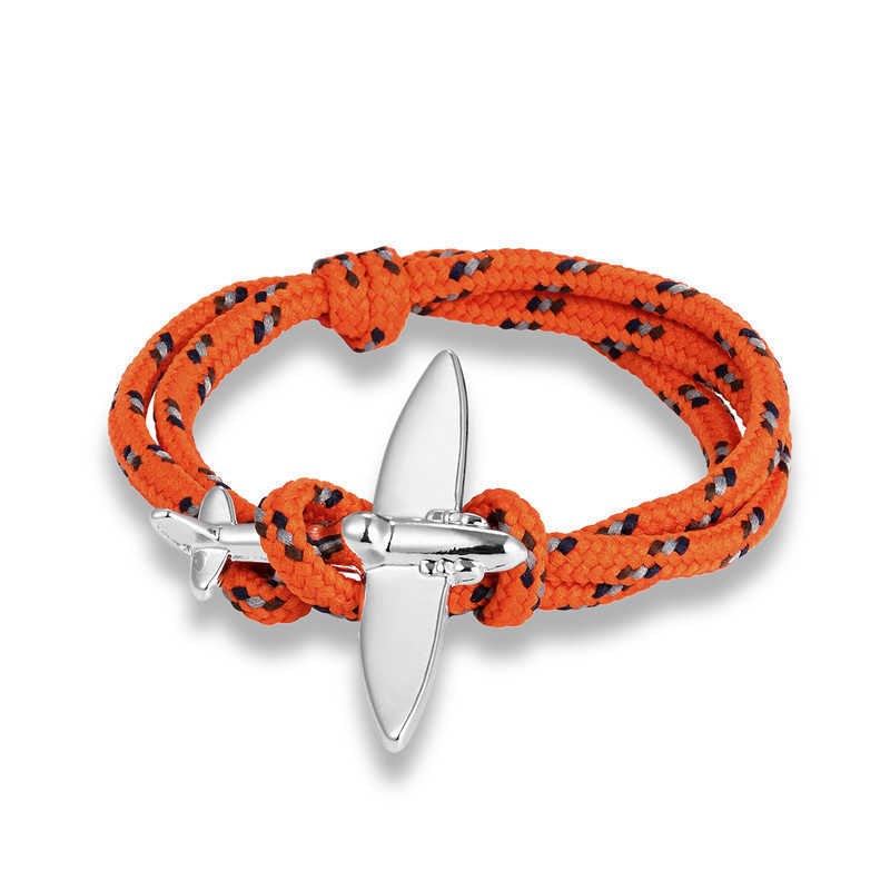 Charm Bracelets New popular jewelry pirate ship anchor style bracelet fashionable silver airplane buckle bracelet hand rope H25220