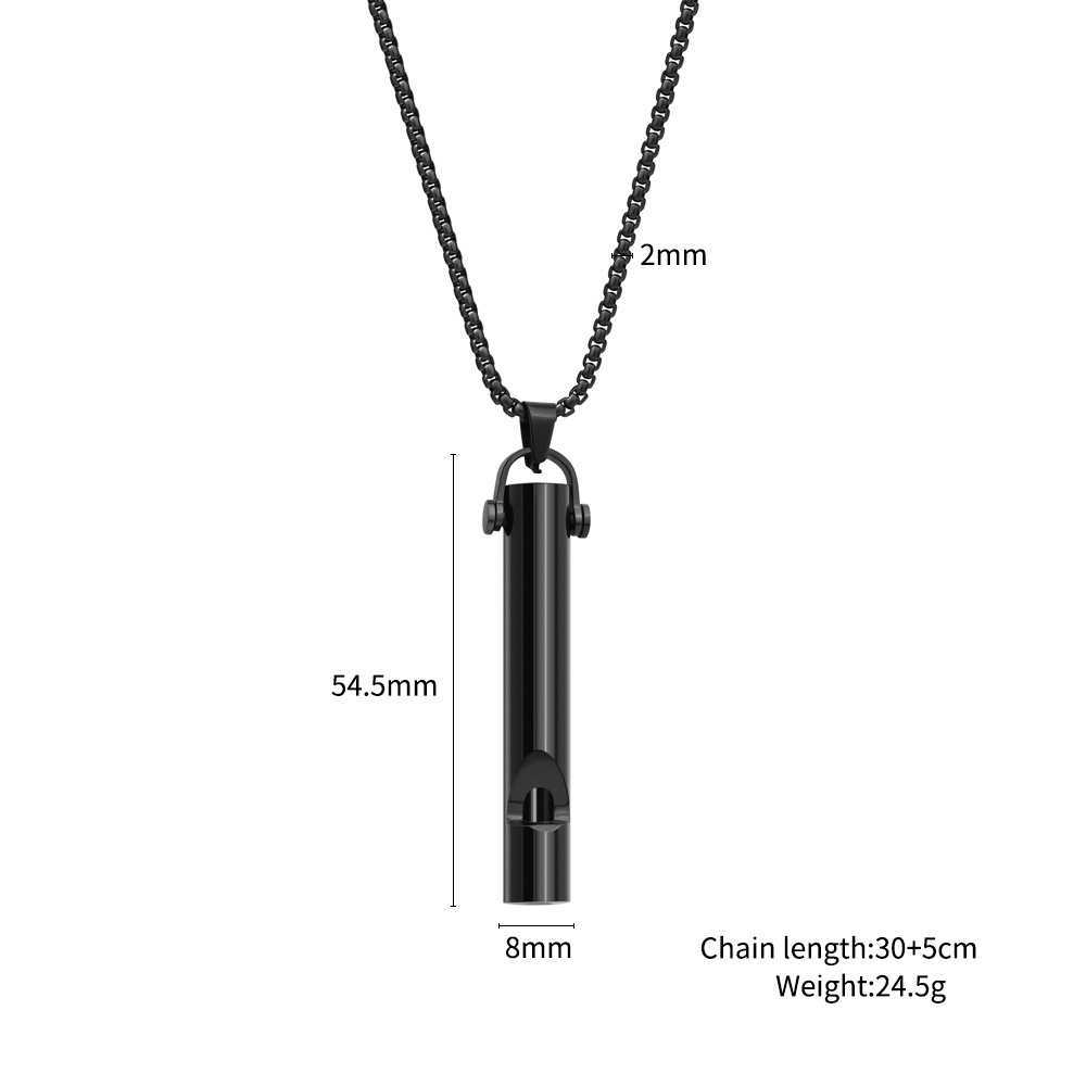 Pendant Necklaces Hot selling stainless steel meditation whistle necklace hip-hop street style decompression whistle pendant H25219