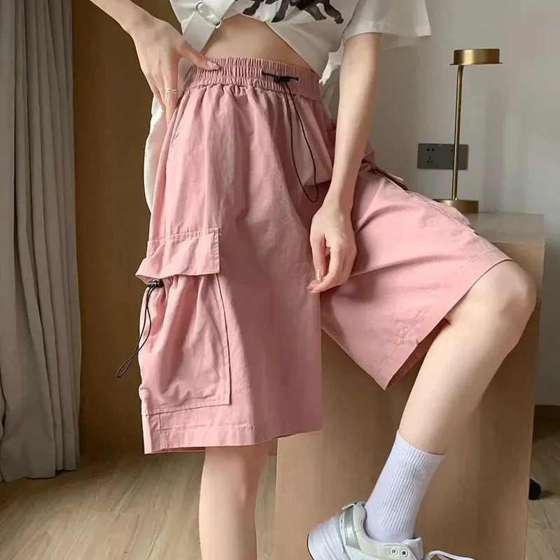 Xpqbb Cargo Shorts for Women Harajuku High Waist Baggy Y2K Hip Hop Shorts Woman Streetwear Trendy Big Pocket Bf Short Pants 250219