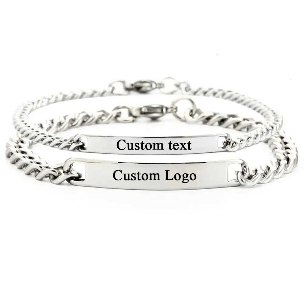 Custom Text Stainl Steel Bracelet Women Personalized Name Engrave Bracelets For Men Id Bracelet DropshippingXJ250219