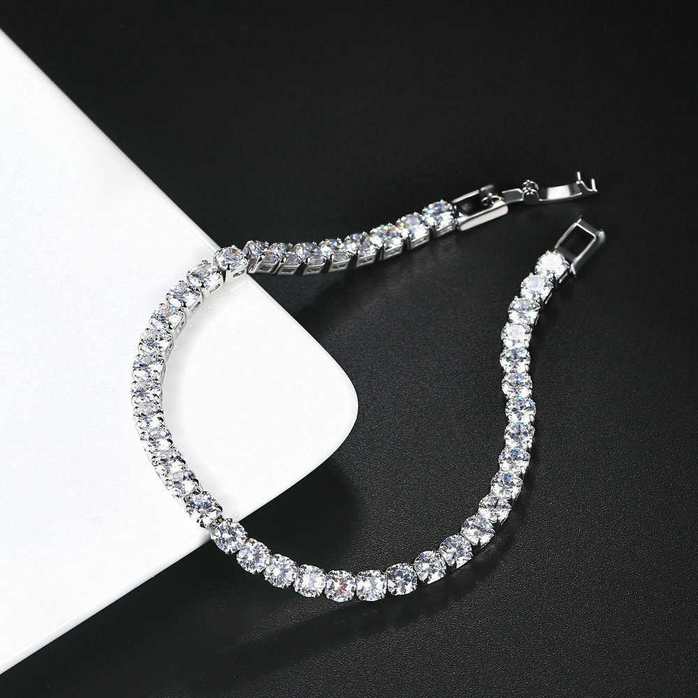 Charm Bracelets Zircon Bracelet female 4mm Round single row full Diamond Gold Tennis Bracelet hip hop trendsetter jewelry H25220