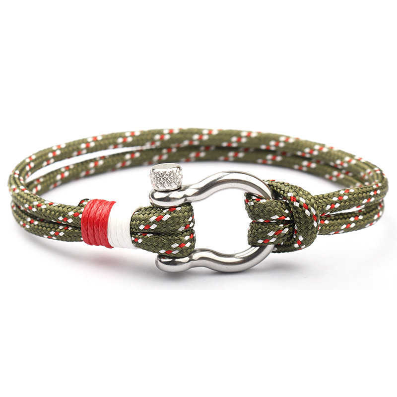 Charm Bracelets New stainless steel buckle bow type hot selling product ship anchor fashion beach umbrella rope bracelet hand decoration rope technolo