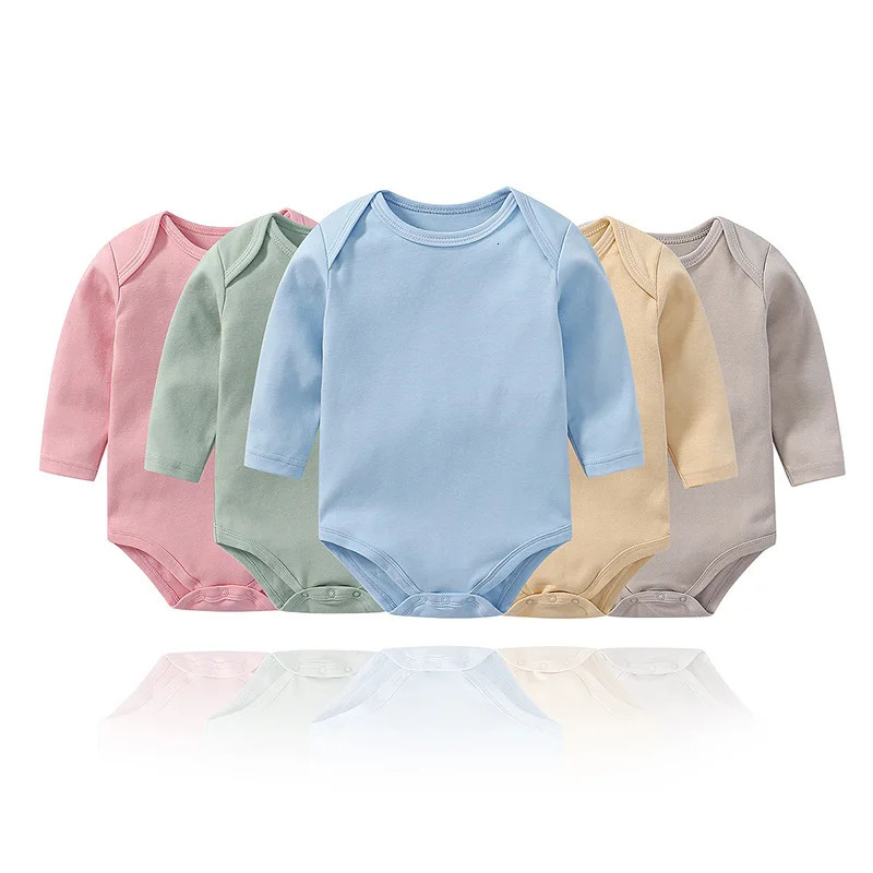 2025 Spring Autumn Infant Girl Romper Cotton Double-sided Baby Boys Jumpsuit Solid Color borns Long Sleeved Crawling Suit 250219