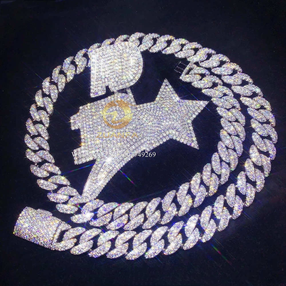 Ready Stocks Bulk Production 12mm VVS Moissanite Cuban k Rappe Soldier Chain R Hip Hop Necklace Rock