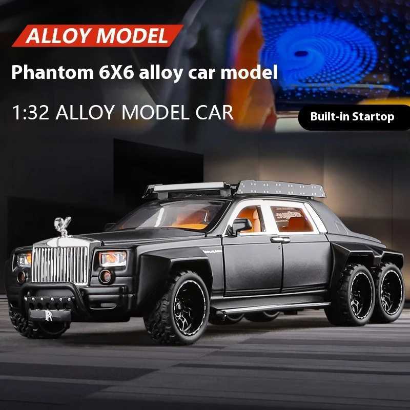 1 32 Rolls Royce Phantom 6X6 Modified Alloy Diecast Metal Model Car Sound Light Childrens Toy Car Birthday Gift Mini GT BoysXJ250220