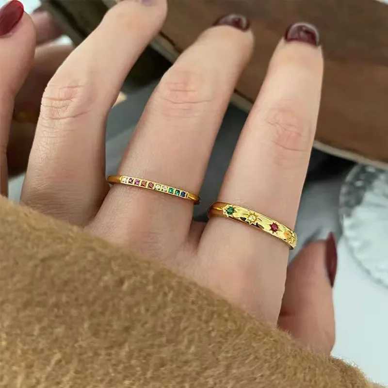 Vintage Metal Color Star Cubic Zircon Stone Rings for Wen Gold Color Adjustable Open Ring Stackable Rings Jewelry Gift X250220