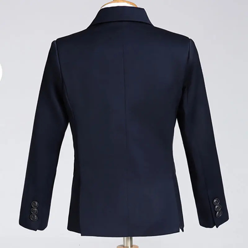 Boys Formal Black Navy Suit Set Children Wedding Party Piano Performance Host Graduation Chorus Costume Kids Blazer Vest Pants 250219