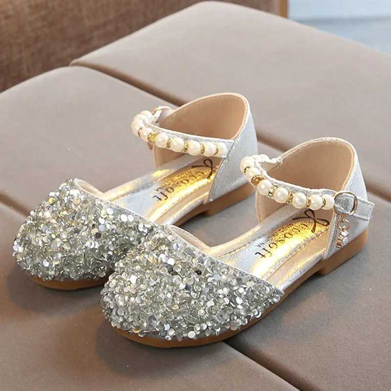 Princess Girl Party Shoes Student Apartment Childrens Shoes Pearl sequin Sandals Childrens Performance Shoes CSH1218 X250220