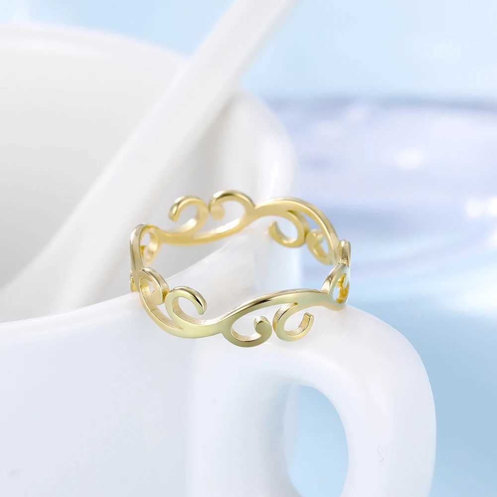 Skyrim Retro Filigree Wreath Text Girl Stainless Steel Rantic Rose Gold Casual Ring Jewelry Anniversary Gift X250220