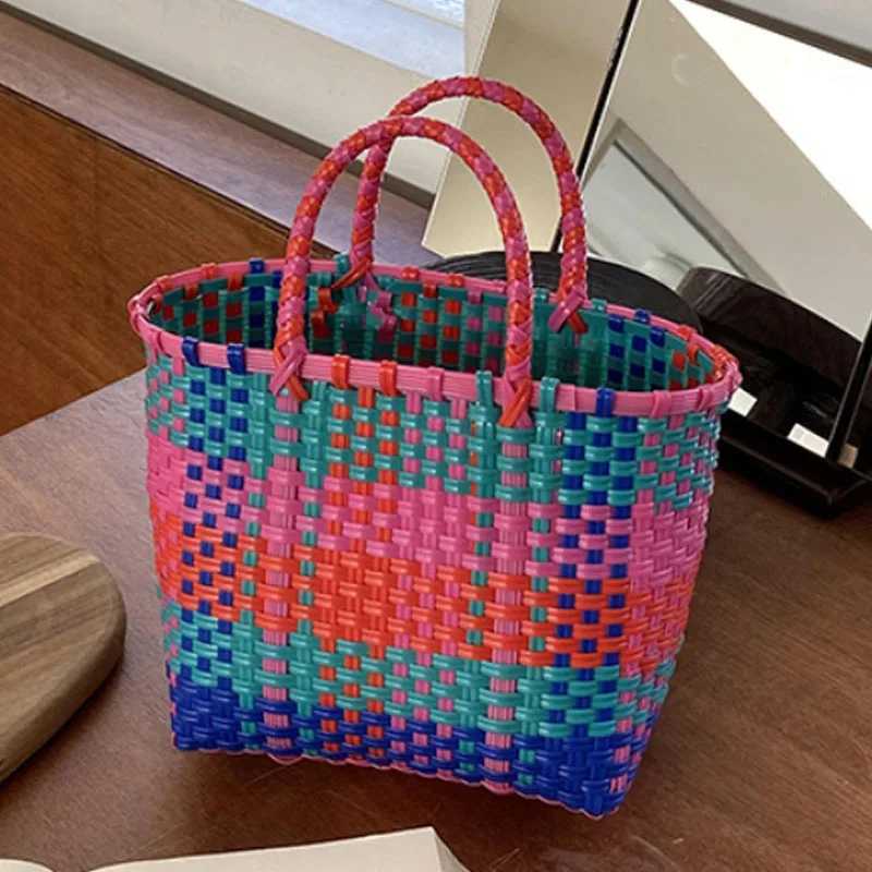 Large Capacity Tote Bag Fashion Vacation Women Bag New Portable Plastic Hand-Woven Bag Summer Beach Bag Z250219