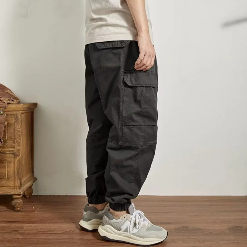 Mens Clothing Trend American Vintage Streetwear Baggy Cargo Harem Pants Y2K Casual Solid Loose Pockets Trousers Mens Pants 250220