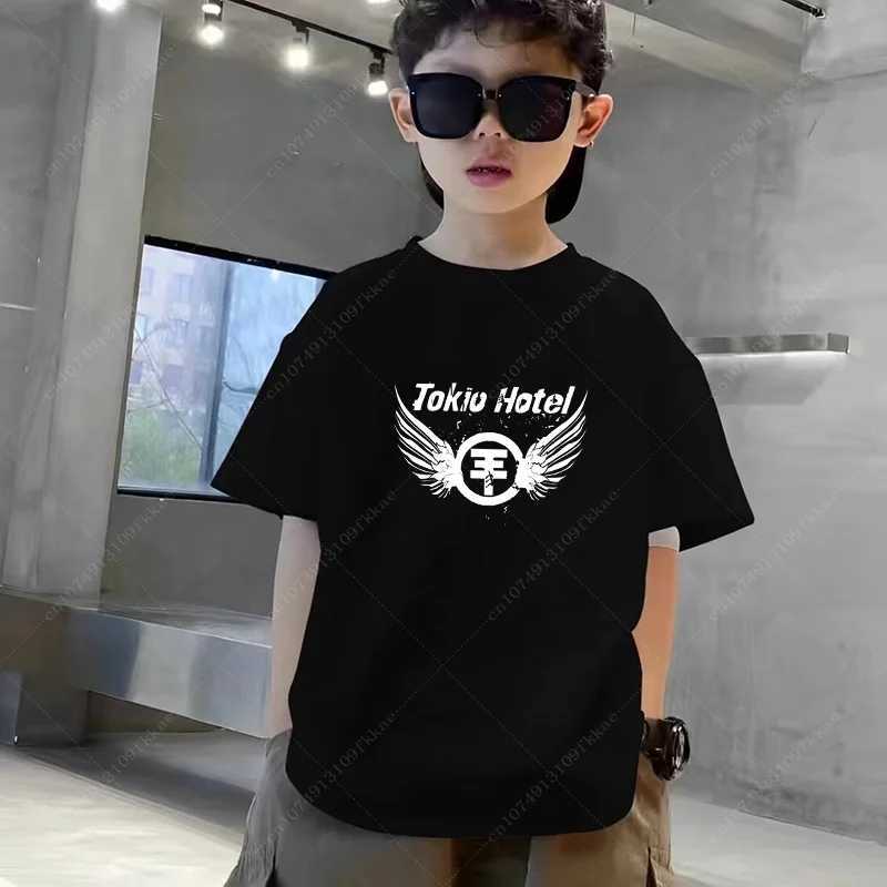 T-shirts Tokio Hotel Cotton T-shirt Boys Girls Rock Band Kaulitz Back Print Germany Summer Short Sleeve Black Tee Kids Clothes Children H250220