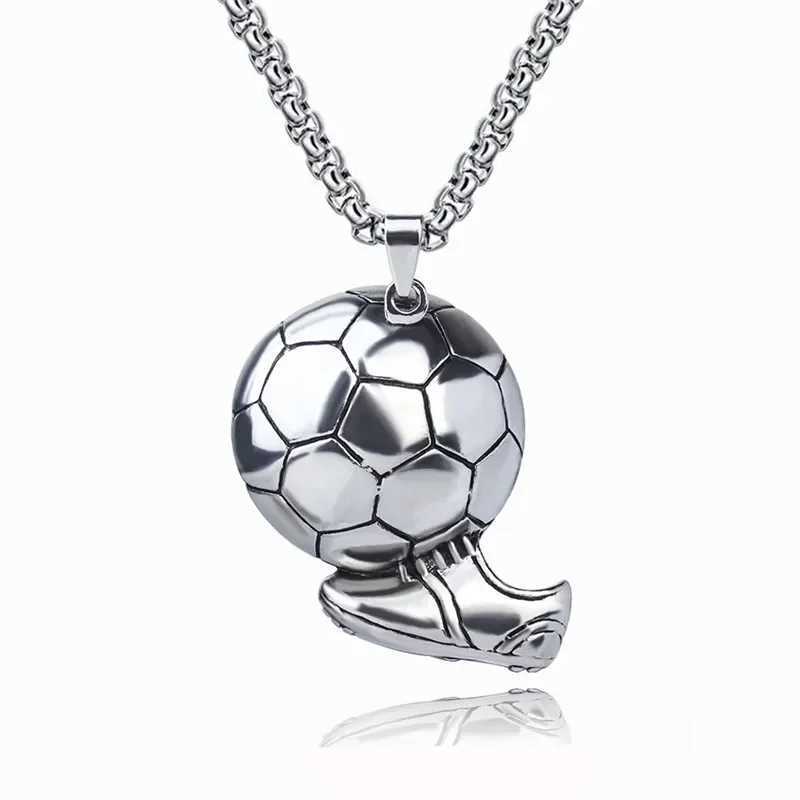 Fashion Soccer Shoe Sneaker Pendant Necklace Football Stainl Steel Ball Chain Necklaces for Men Hip Hop Sports Charm JewelryXJ250219