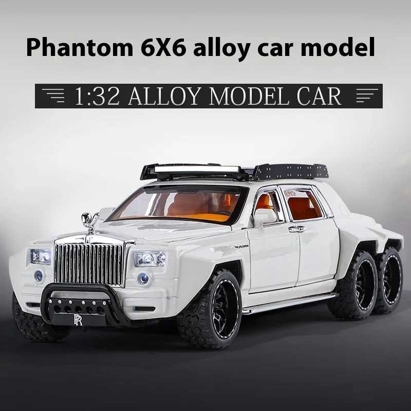 1 32 Rolls Royce Phantom 6X6 Modified Alloy Diecast Metal Model Car Sound Light Childrens Toy Car Birthday Gift Mini GT BoysXJ250220