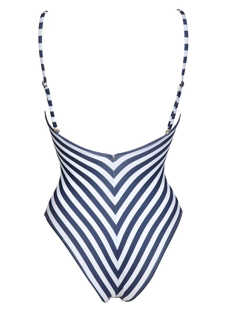 ZRTAK Push Up Swimsuit Women Striped One Piece Suits Bandage Bathing Suits Sexy Swimwear Beachwear String Swimsuits Monokini 250220