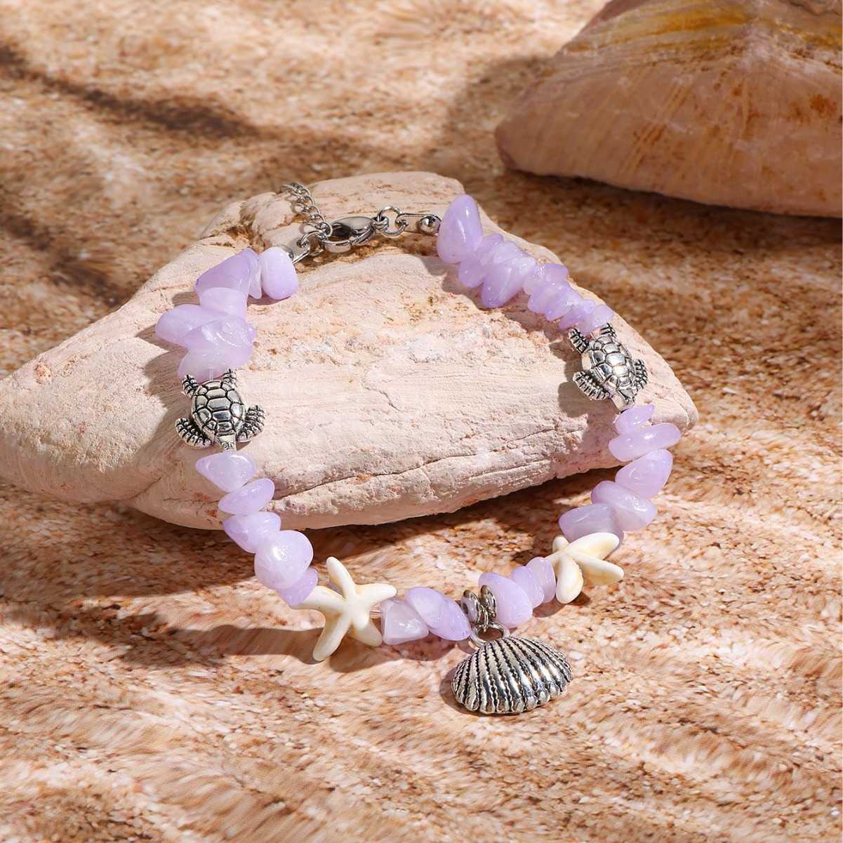 Charm Bracelets Hot selling starfish natural stone bead small fresh summer shell bracelet H25220 3 P9PY
