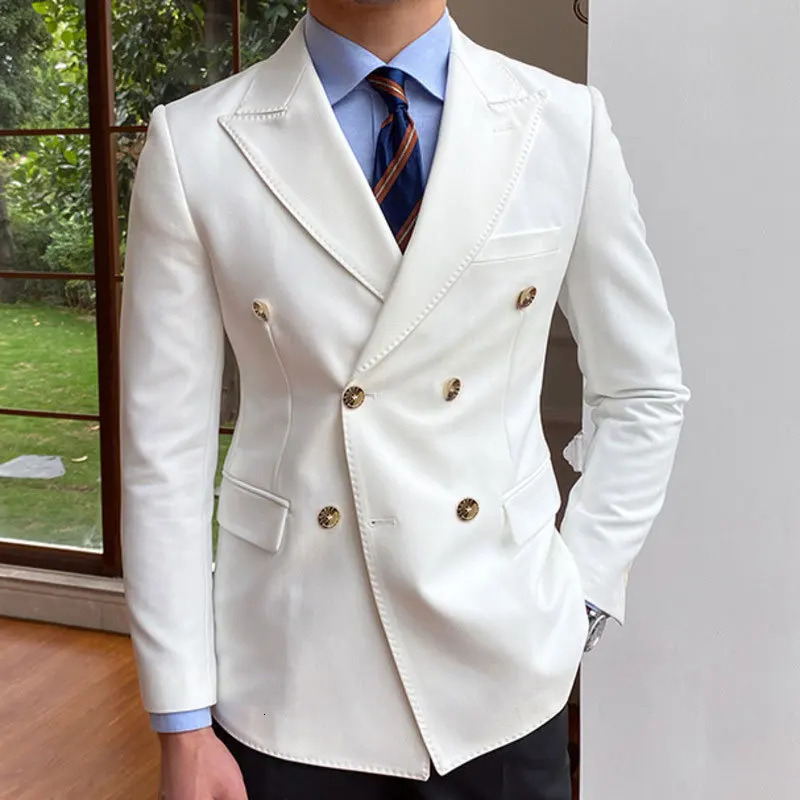 Solid Wedding Men Suits Blazer Bridegroom Business Groom Wear Tuxedo Jacket Formal Costume Homme Party Prom Double Breasted Coat 250220