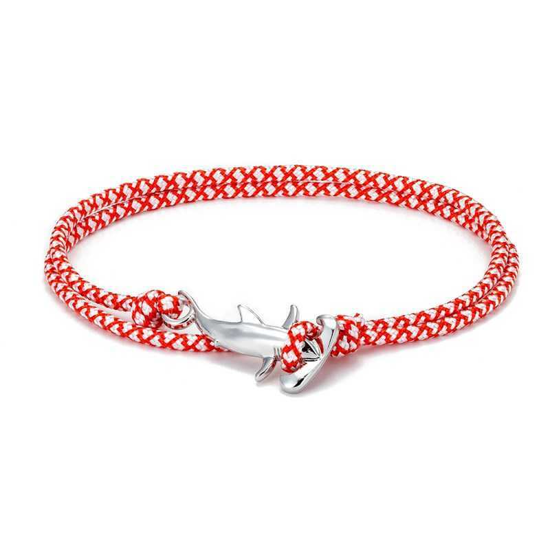 Charm Bracelets Minimally electroplated black cute little hammerhead shark colored rope adjustable bracelet vacation style beach style H25220