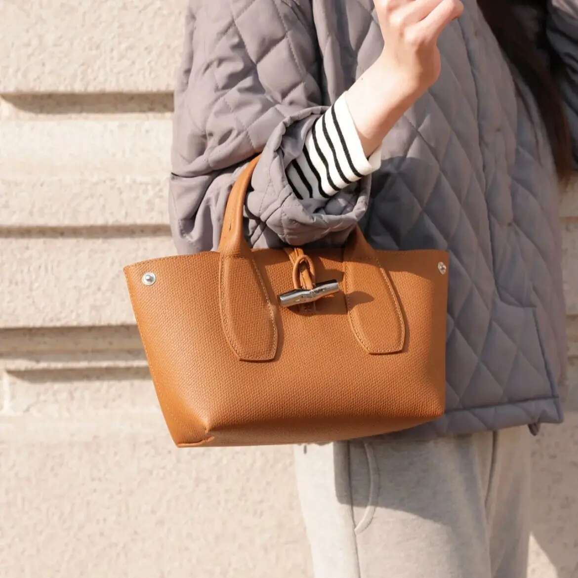 Top Design Bamboo Solid Color Commuting Small Shoulder Bag ROSEAU High-End Handbag