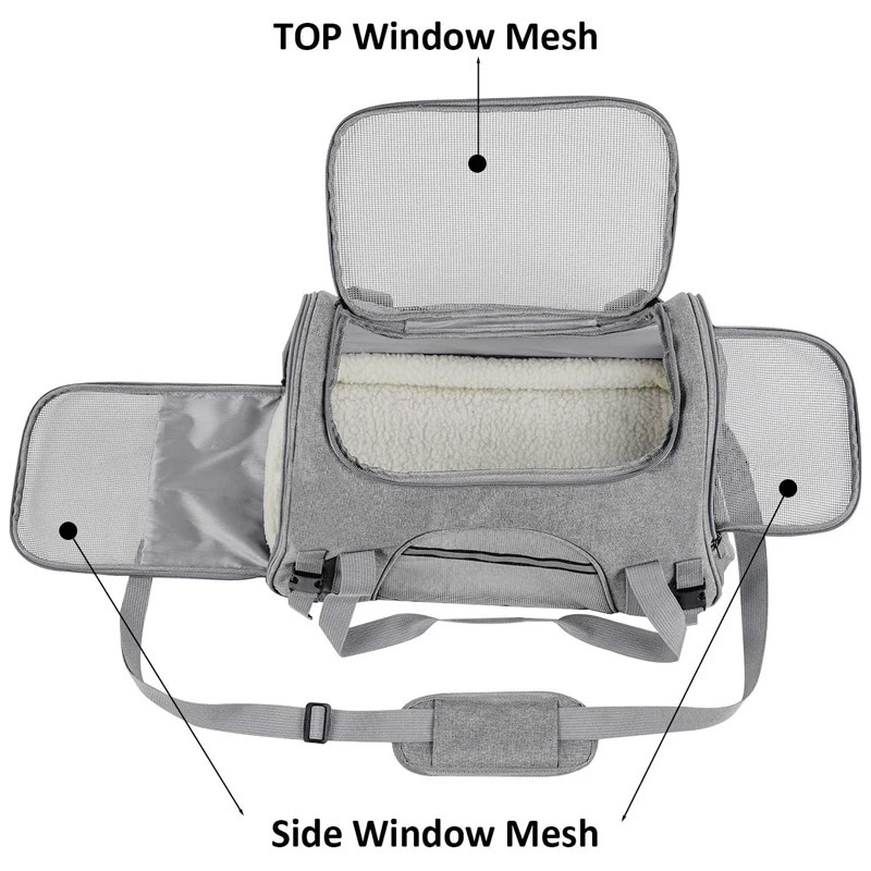 Soft-Sided Pet Travel Mesh Breathable Bags for Cats Dogs Comfort Foldable Handbag Pet Transport Bag 250217