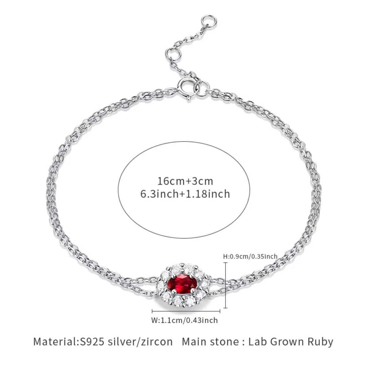 Ruby Bracelet For Women 925 Sterling Silver Plated 18k Platinum Bracelet Fashion Wedding Party Jewelry as GiftXJ250219
