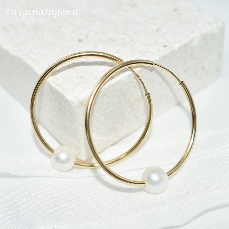 14K Gold Filled Hoop Earrings Natural Pearl Jewelry Gold Hoop Earrings Brincos Pendientes Earrings Boho Earrings Gold Jewelry 250219