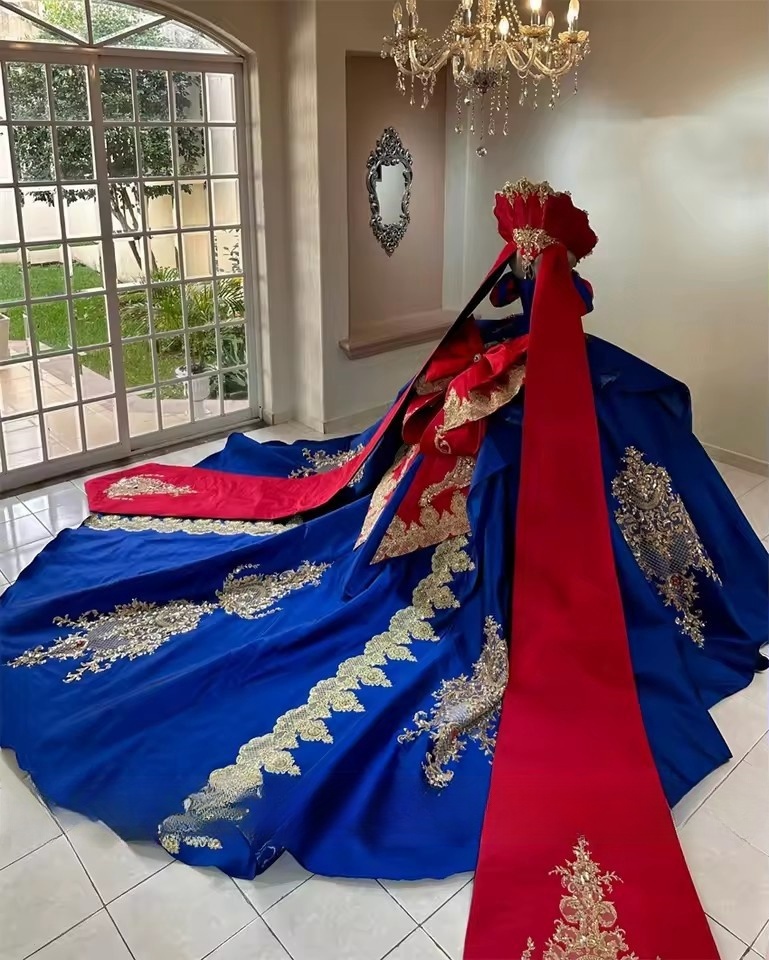 Elagant Royal Blue Princess Quinceanera Dresses Puffy Bead Sequins Appliques Gems Vestidos 15 Anos Birthday Dress Customized