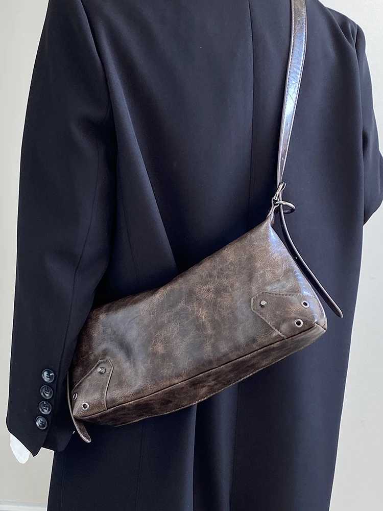 Pu Leather Retro Womens Underarm Bag Cool Y2k Girls Vintage Small Shoulder Bags Simple Female Crossbody Bag Handbags Purse Y250218