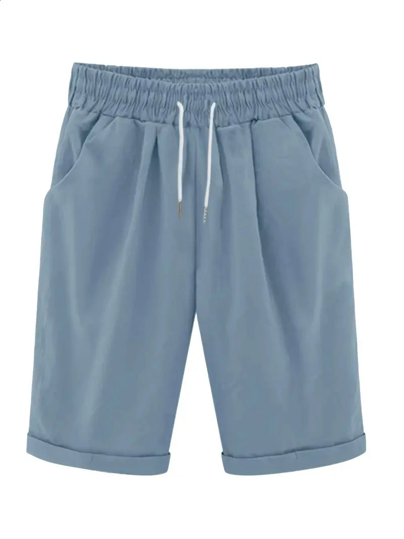Women Beach Shorts Summer Casual Solid Drawstring shorts high waist loose shorts for s Soft Cool female shorts 250217