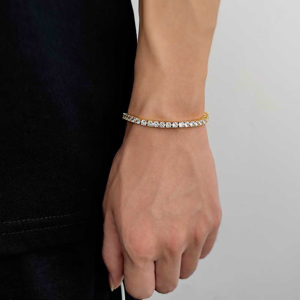 Charm Bracelets Tennis chain Zircon Bracelet trendy hip hop copper plated 18K Gold Mens bracelet Jewelry H25220 2 08Q5