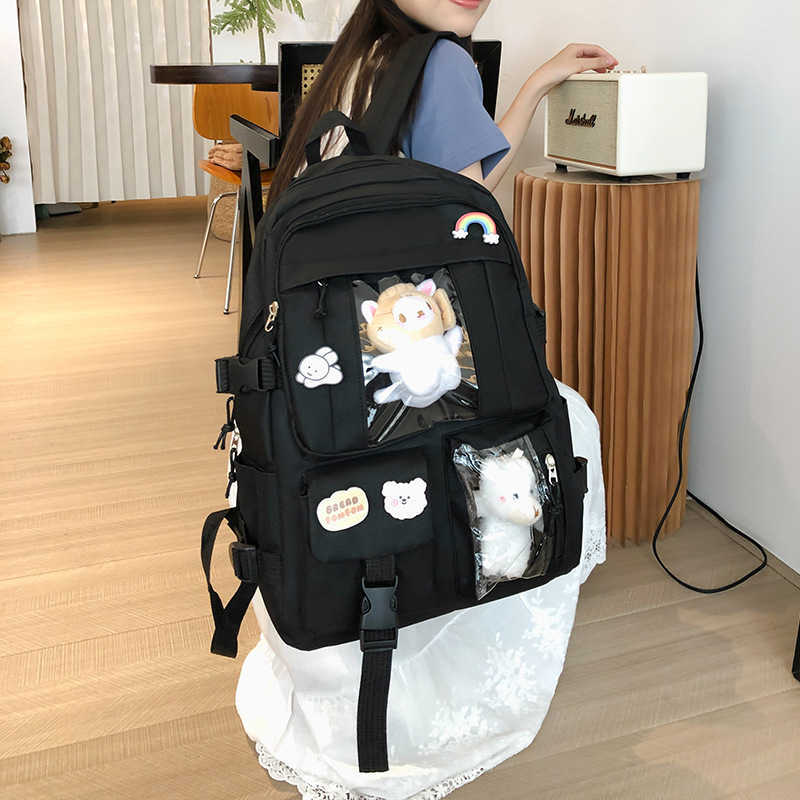 Backpack For Girls Korean Version Cute Campus Student Backpack Casual Large Capacity Computer Backpack Day Backpack Travel Bag 241225