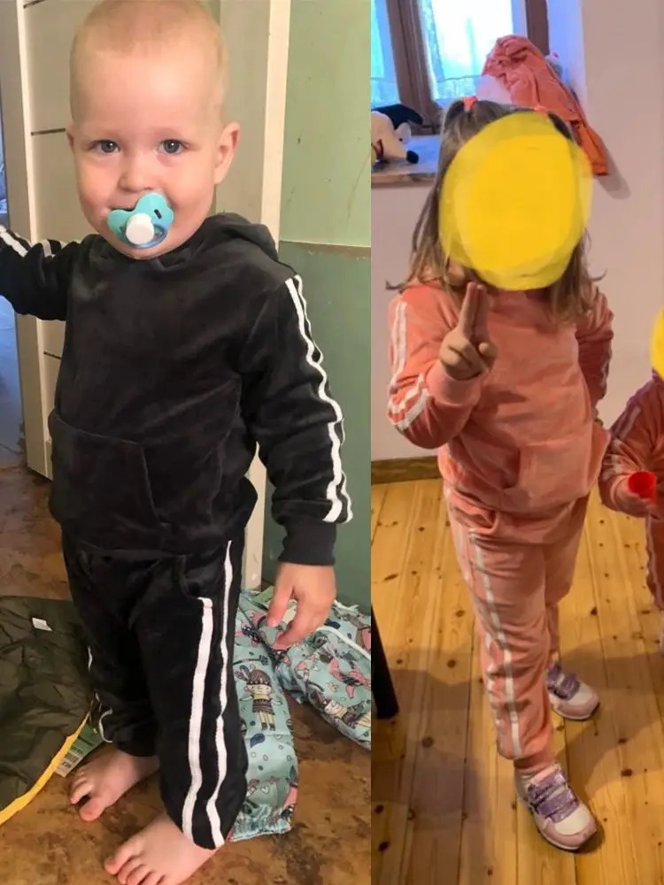 2025 Toddler Kids Hoodies Sweatshirt Set Solid Velvet Spring Autumn Baby Boy Girl Tracksuit Clothes For Children Sports Outfits 250220