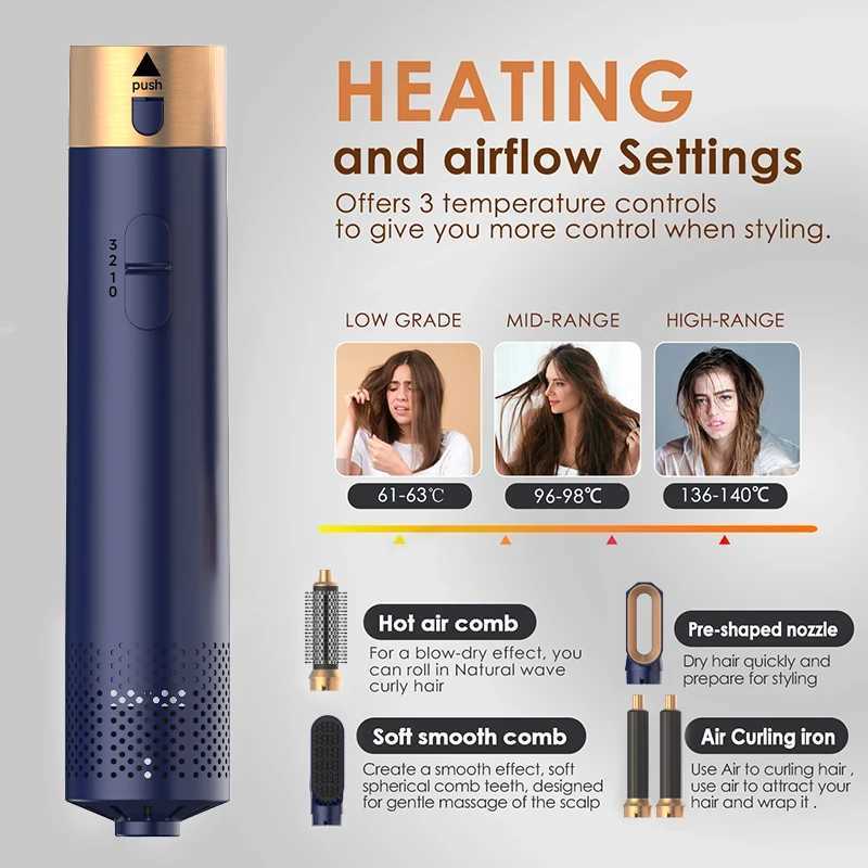 New 5-in-1 hair dryer hot comb set professional curling iron straightener styling tool for hair dryer Ho W250220