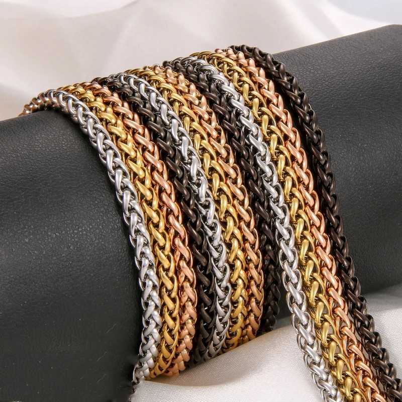 HNSP 3MM-6MM STAINL STEEL TWIST CHAIN NECKLACE FOR MEN Male Punk Neck Jewelry Pendant Accories WholesaleXJ250219
