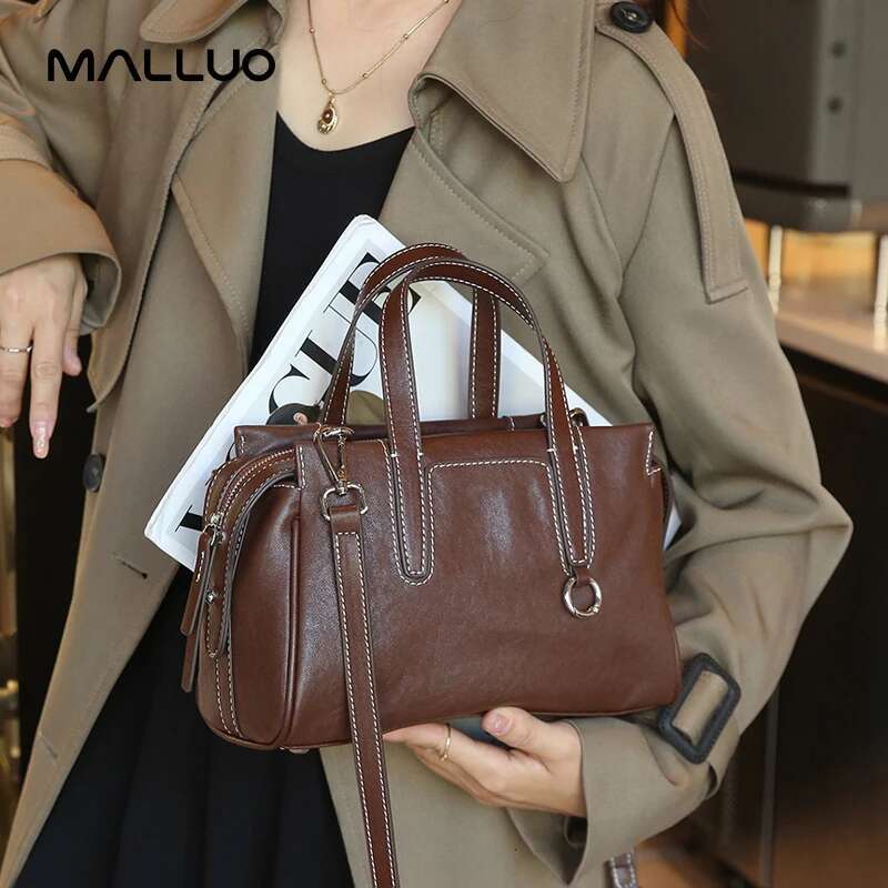 Women's Cowhide Genuine Leather Bag Female Crossbody Designer Shoulder Bags Ladies Casual Commute Soft Handbag For Lady